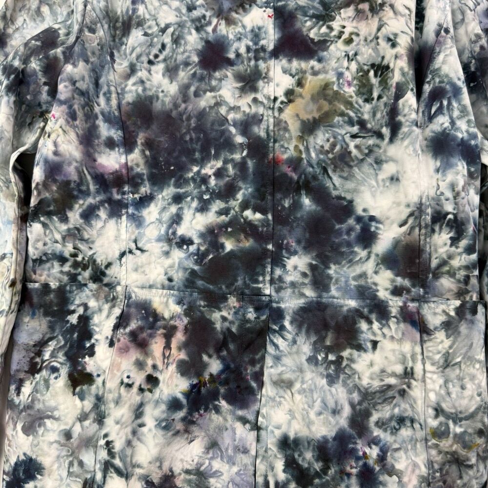 ELEVEN STITCH DESIGN Tie Dye Wrap Pocket Jacket Woman Small Blue Lagenlook USA - Picture 5 of 13